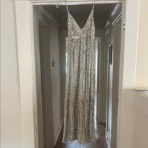 Abercrombie & Fitch Taupe and White Zebra-Print Spaghetti-Strap Maxi Dress